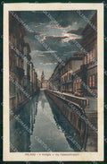 Milano Città Naviglio in Via Fatebenefratelli Chiaro di Luna cartolina RT5413 – fronte
