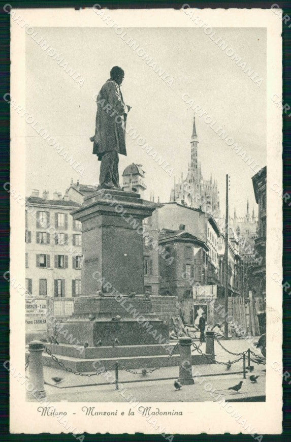 Milano Città Monumento Manzoni Madonnina cartolina RT5414 – fronte