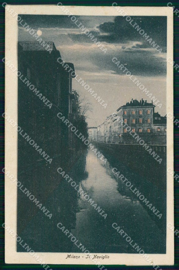 Milano Città Naviglio Chiaro di Luna cartolina RT5434 – fronte