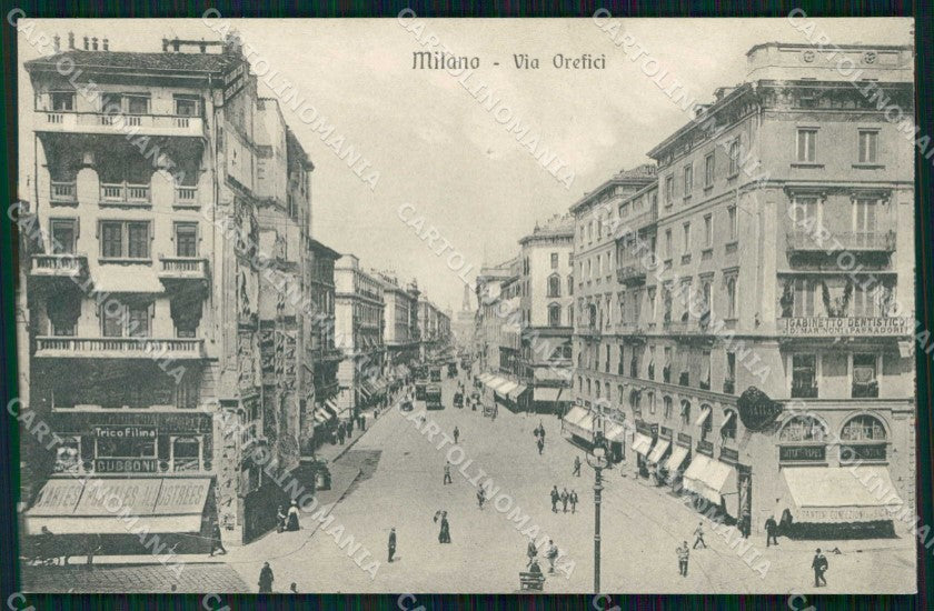 Milano Città Via Orefici Tram Gabinetto Dentistico cartolina RT5439 – fronte