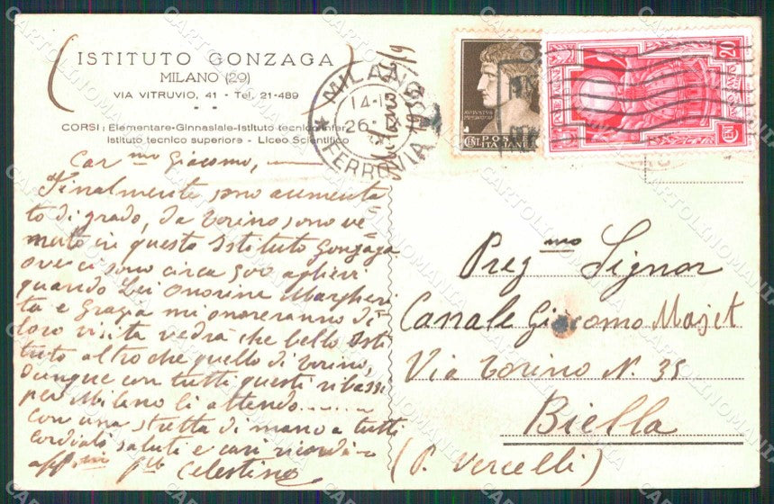 Milano Città Istituto Gonzaga Cortili di Ricreazione cartolina RT5452 – retro