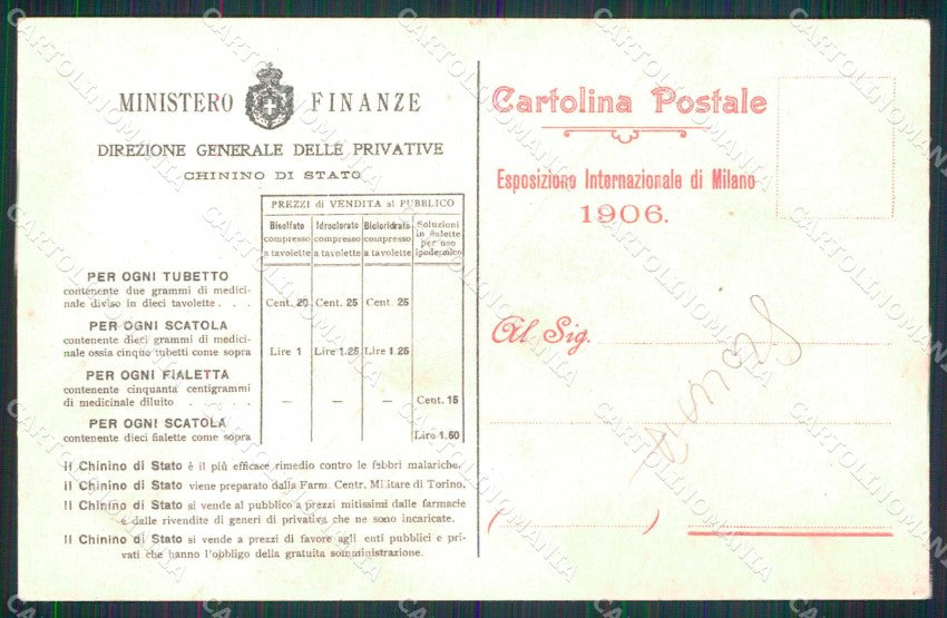 Milano Città Ministero Finanze SCOLLATA Aquila con Stemma cartolina RT5494 – retro