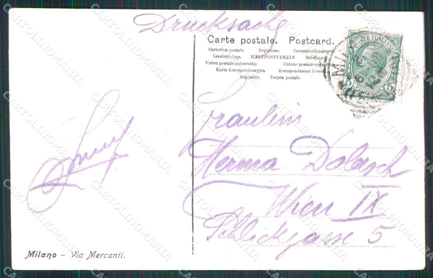 Milano Città Via Mercanti Tram cartolina RT5499 – retro