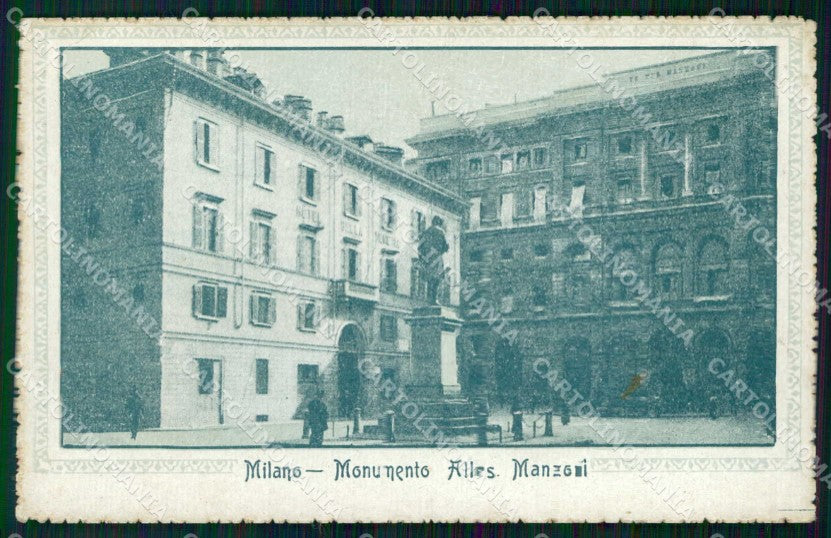 Milano Città Monumento Alessandro Manzoni PIEGHINA cartolina RT5530 – fronte