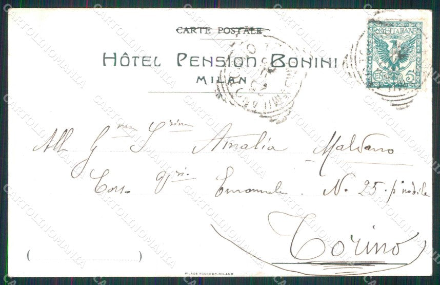 Milano Città Hotel Pension Bonini cartolina RT5554 – retro