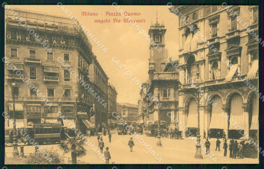 Milano Città Piazza del Duomo Tram Angolo Via Mercanti cartolina RT5601 – fronte