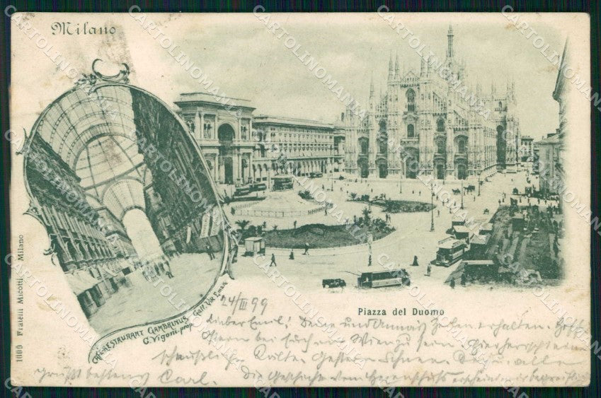 Milano Città Piazza del Duomo Tram Galleria PIEGHINE cartolina RT5609 – fronte