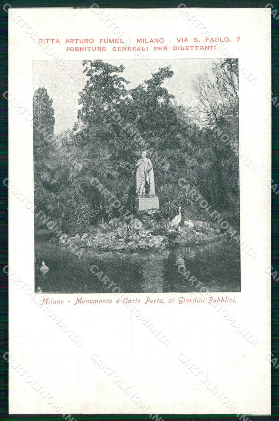 Milano Città Monumento Carlo Porta Giardini Pubblici cartolina RT5620 – fronte