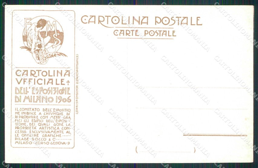 Milano Città Esposizione Primi Novecento Agraria Palanti cartolina RT5638 – retro
