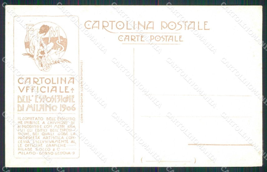 Milano Città Esposizione Primi Novecento Entrata Palanti cartolina RT5640 – retro