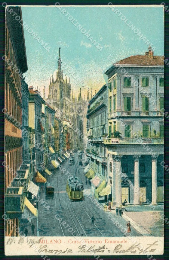 Milano Città Corso Vittorio Emanuele Tram cartolina RT5649 – fronte
