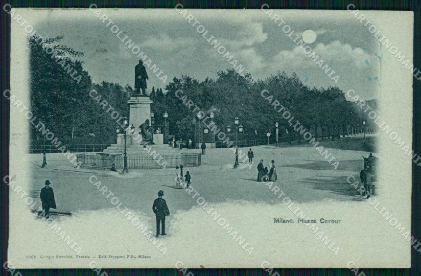 Milano Città Piazza Cavour Chiaro di Luna cartolina RT5656 – fronte