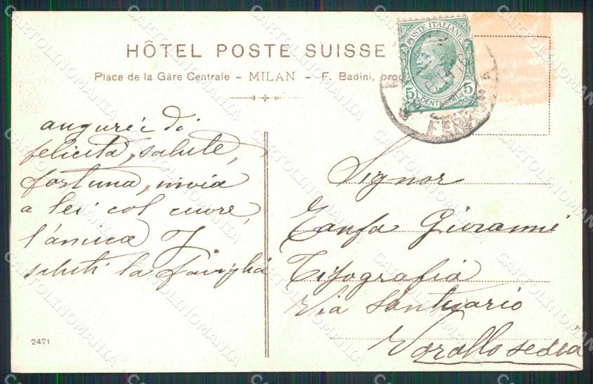 Milano Città Hotel Poste Suisse Giardino cartolina RT5716 – retro