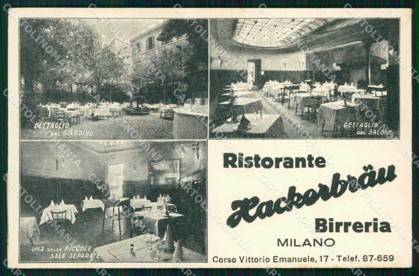 Milano Città Birreria Hackerbrau Giardino Salone Saletta cartolina RT5720 – fronte