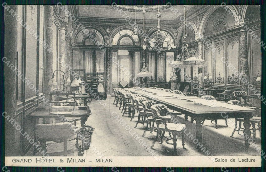 Milano Città Grand Hotel Salone di Lettura cartolina RT5759 – fronte