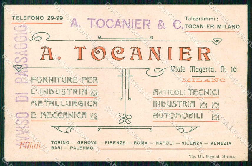 Milano Città Forniture per Industria Meccanica Commerciale cartolina RT5802 – fronte