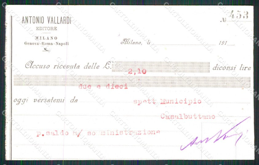 Milano Città Antonio Vallardi Editore Commerciale FORI cartolina RT5816 – retro