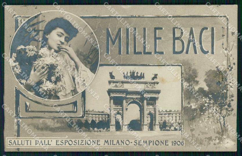 Milano Città Saluti da Mille Baci Esposizione NPG Foto cartolina RT5867 – fronte