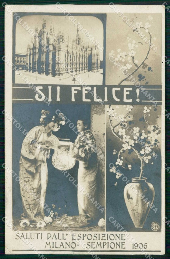 Milano Città Saluti da Sii Felice Esposizione NPG Foto cartolina RT5868 – fronte