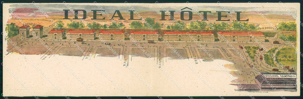 Milano Città Ideal Hotel Tram Stazione Centrale Doppia cartolina RT5893 – fronte