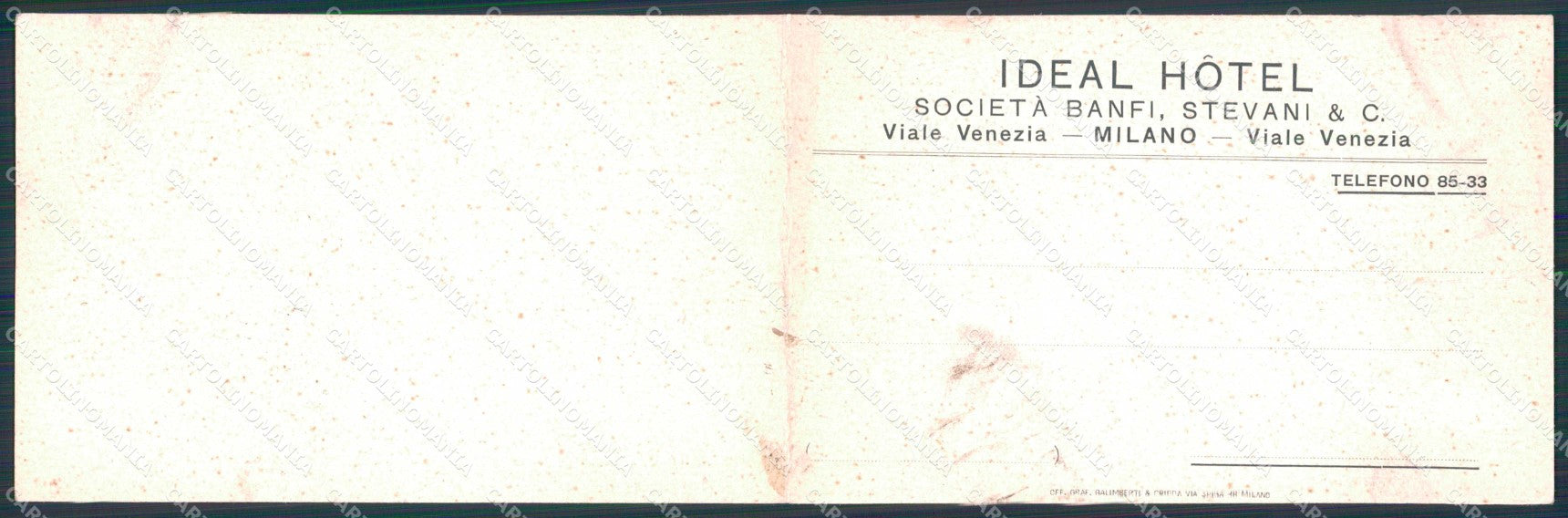 Milano Città Ideal Hotel Tram Stazione Centrale Doppia cartolina RT5893 – retro