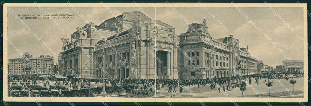 Milano Città Inaugurazione Nuova Stazione Centrale Doppia PIEGA cartolina RT5894 – fronte