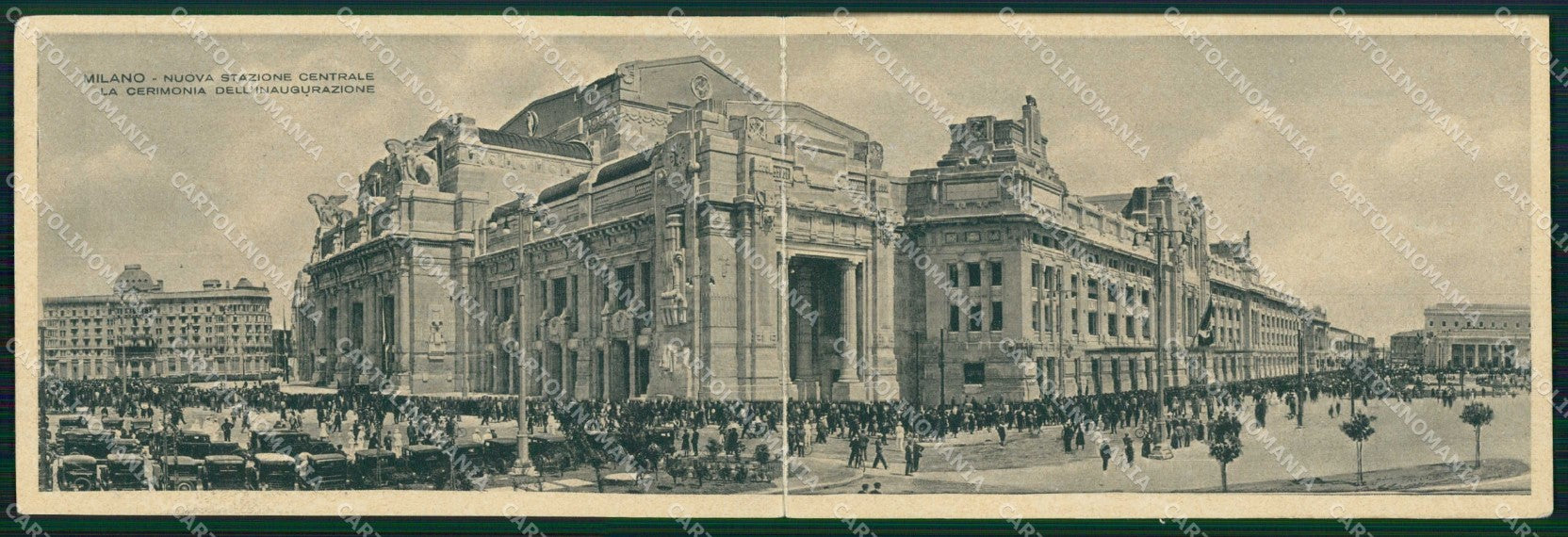 Milano Città Inaugurazione Nuova Stazione Centrale Doppia PIEGA cartolina RT5894 – fronte