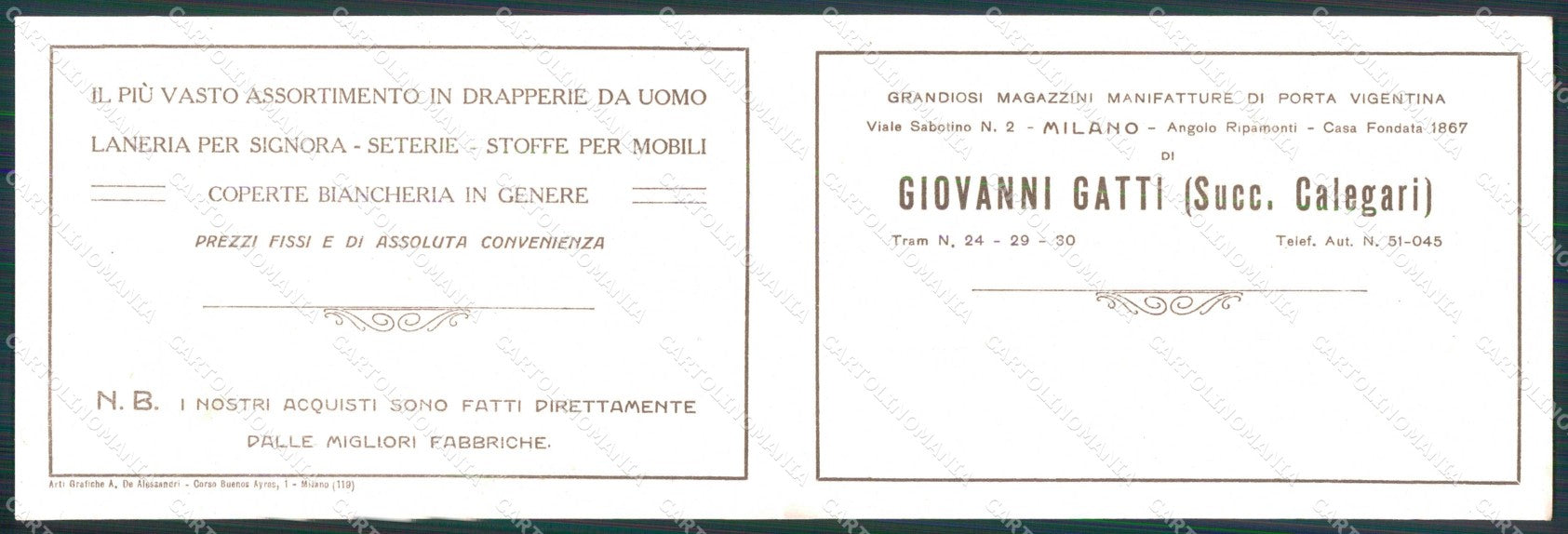 Milano Città Interno Esterno Grandi Magazzini Doppia cartolina RT5895 – retro