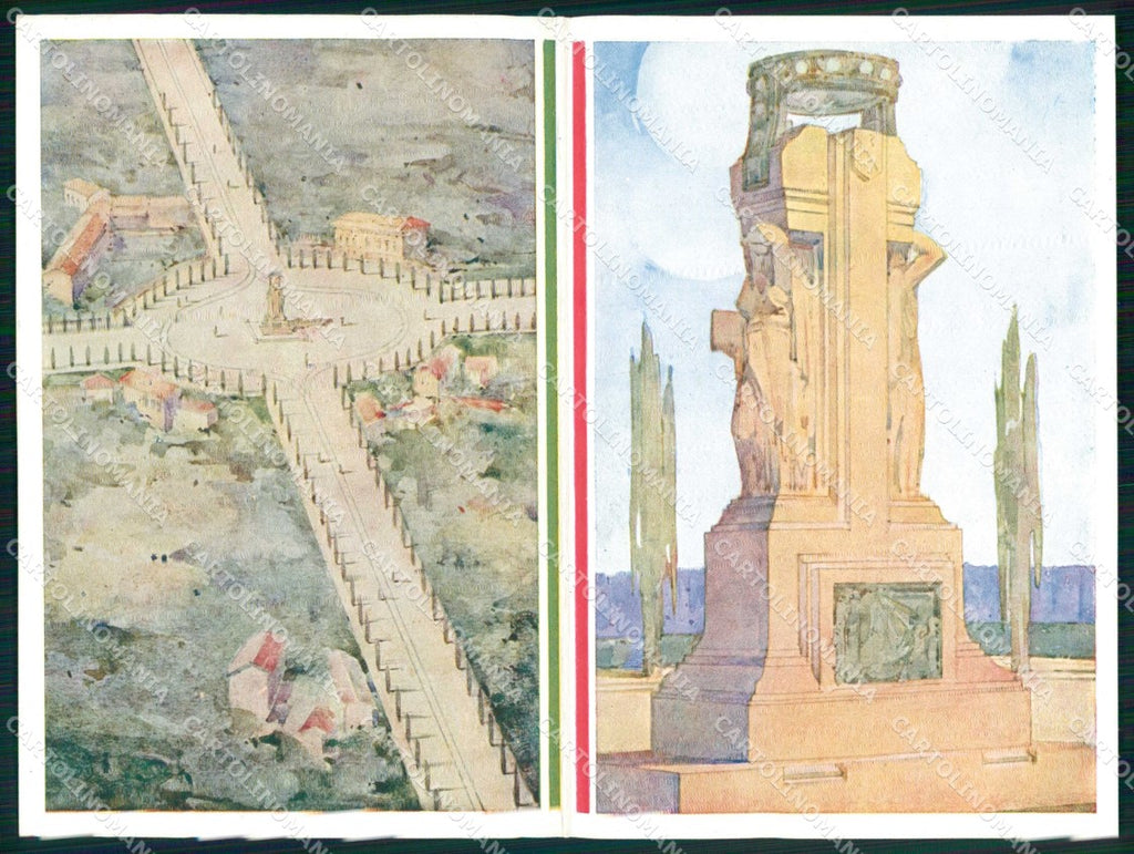 Milano Città Musocco Monumento Caduti WWI Mariani Agnati Doppia cartolina RT5896 – fronte