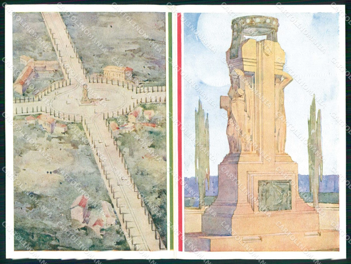 Milano Città Musocco Monumento Caduti WWI Mariani Agnati Doppia cartolina RT5896 – fronte