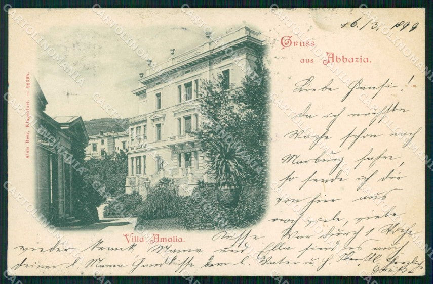Croazia Croatia Abbazia Opatija Saluti da Villa Amalia cartolina RT5924 – fronte