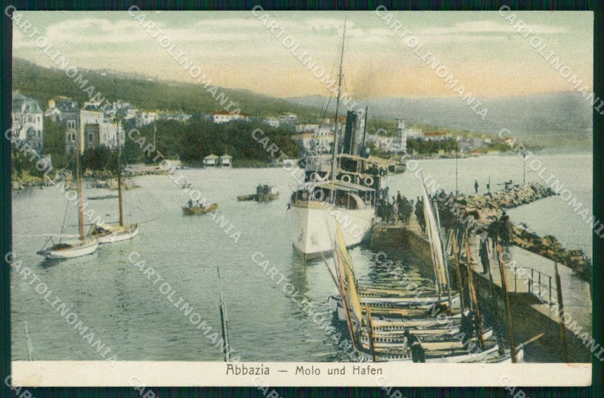 Croazia Croatia Abbazia Opatija Molo con Barche cartolina RT5928 – fronte