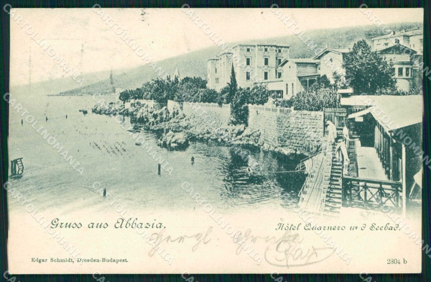 Croazia Croatia Abbazia Opatija Saluti da Hotel Quarnero cartolina RT5931 – fronte