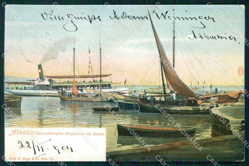Croazia Croatia Abbazia Opatija Battello a Vapore cartolina RT5971 – fronte
