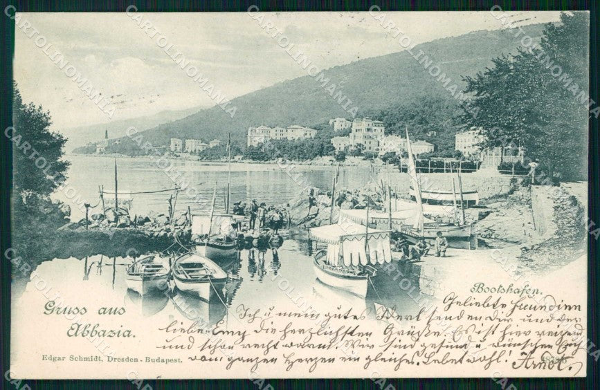 Croazia Croatia Abbazia Opatija Saluti da Barche cartolina RT5998 – fronte