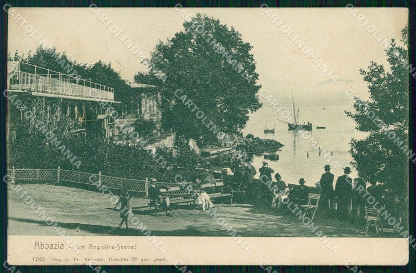 Croazia Croatia Abbazia Opatija Baia dell'Angiolina PIEGHINA cartolina RT6001 – fronte