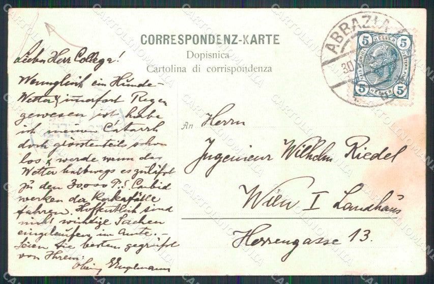 Croazia Croatia Abbazia Opatija Baia dell'Angiolina PIEGHINA cartolina RT6001 – retro