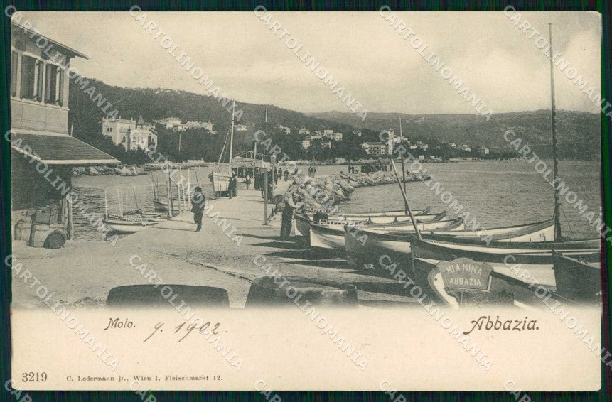 Croazia Croatia Abbazia Opatija Molo con Barche cartolina RT6004 – fronte
