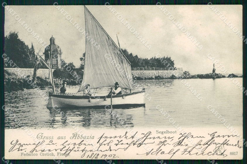 Croazia Croatia Abbazia Opatija Saluti da Barca a Vela cartolina RT6010 – fronte