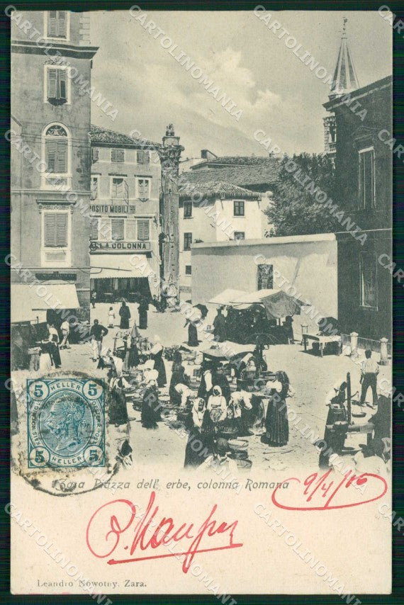 Croazia Croatia Zara Zadar Colonna Romana Piazza Erbe PIEGHINA cartolina RT6061 – fronte