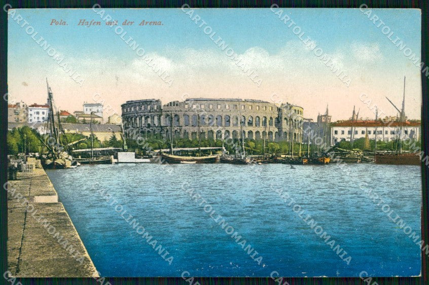 Croazia Croatia Pola Pula Arena Porto con Barche cartolina RT6210 – fronte
