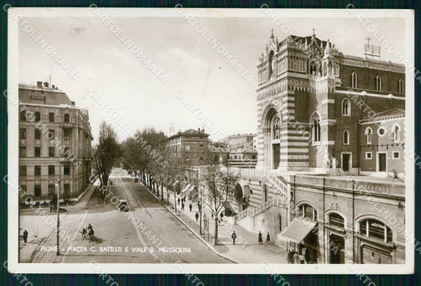 Croazia Croatia Fiume Rijeka Viale Mussolini PIEGHINA Foto cartolina RT6296 – fronte
