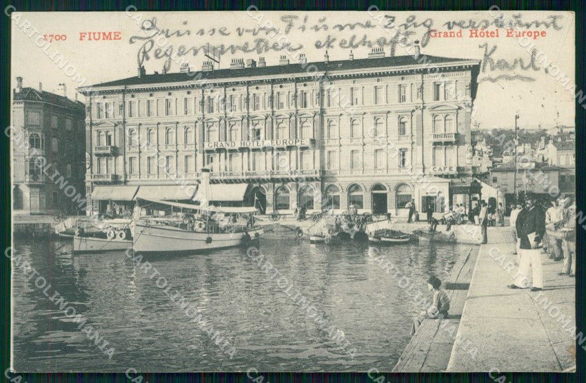 Croazia Croatia Fiume Rijeka Grand Hotel Europe Barche cartolina RT6298 – fronte