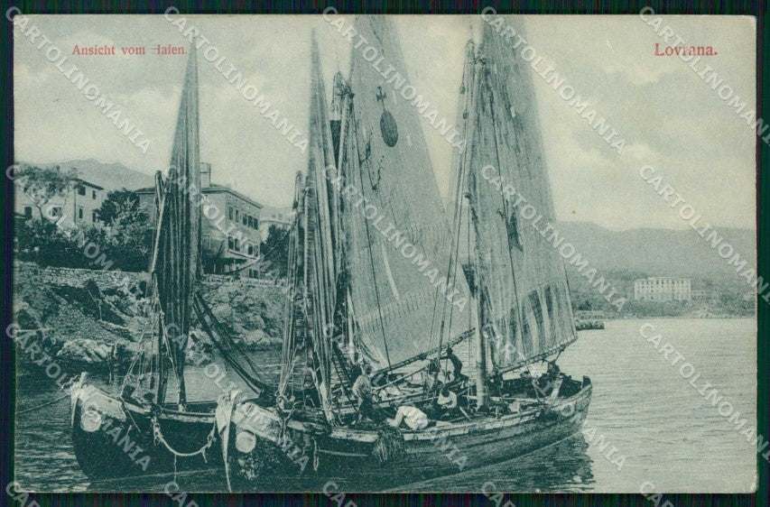Croazia Croatia Laurana Lovrana Vista dal Porto Barca cartolina RT6341 – fronte