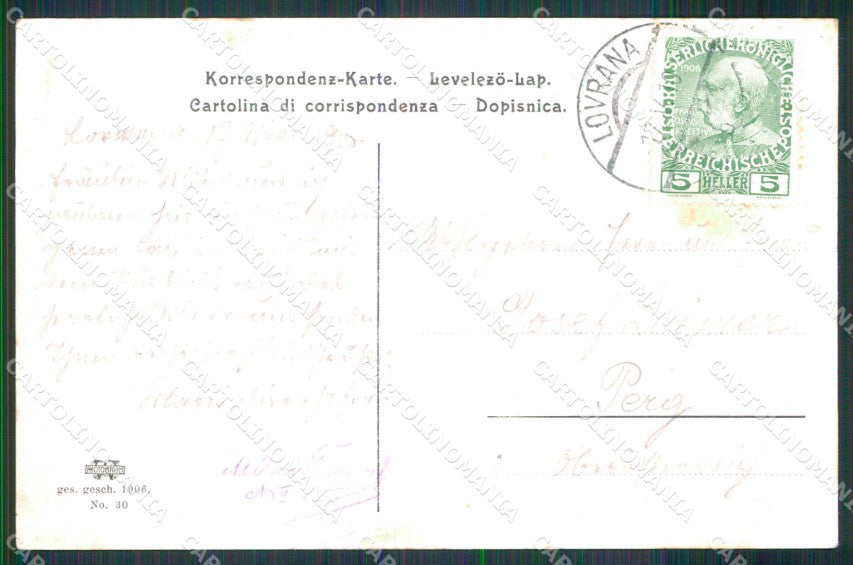 Croazia Croatia Laurana Lovrana Molo con Barche cartolina RT6358 – retro