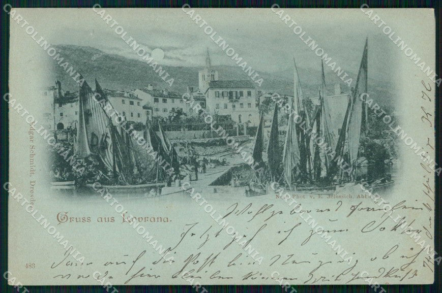 Croazia Croatia Laurana Lovrana Saluti da Barche Chiaro di Luna cartolina RT6364 – fronte