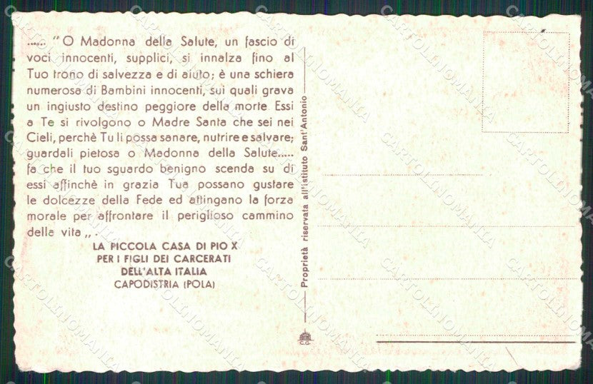Slovenia Slovenija Capodistria Koper Casa di Pio X cartolina RT6413 – retro