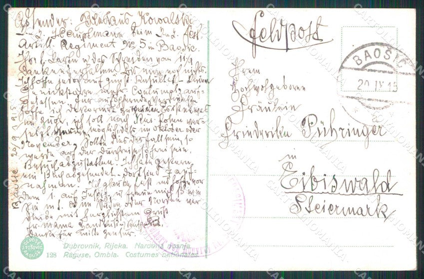 Croazia Croatia Ragusa Dubrovnik Costumi cartolina RT6428 – retro