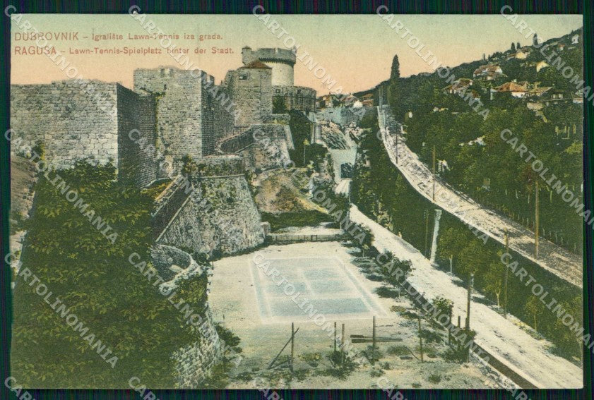 Croazia Croatia Ragusa Dubrovnik Campo da Tennis cartolina RT6441 – fronte