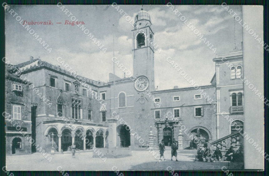 Croazia Croatia Ragusa Dubrovnik Campanile con Orologio Tennis cartolina RT6442 – fronte
